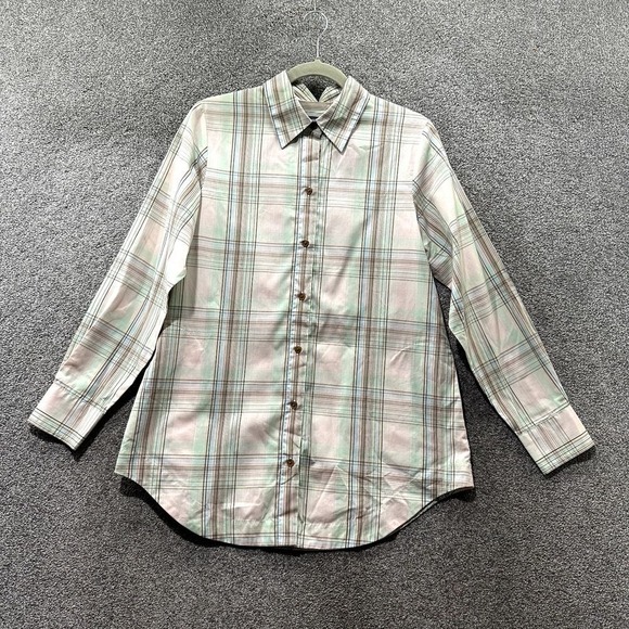 Pendleton Tops - Pendleton Button‎ Up Blouse Top Women 6 Green Plaid Long Sleeve Pockets Cotton